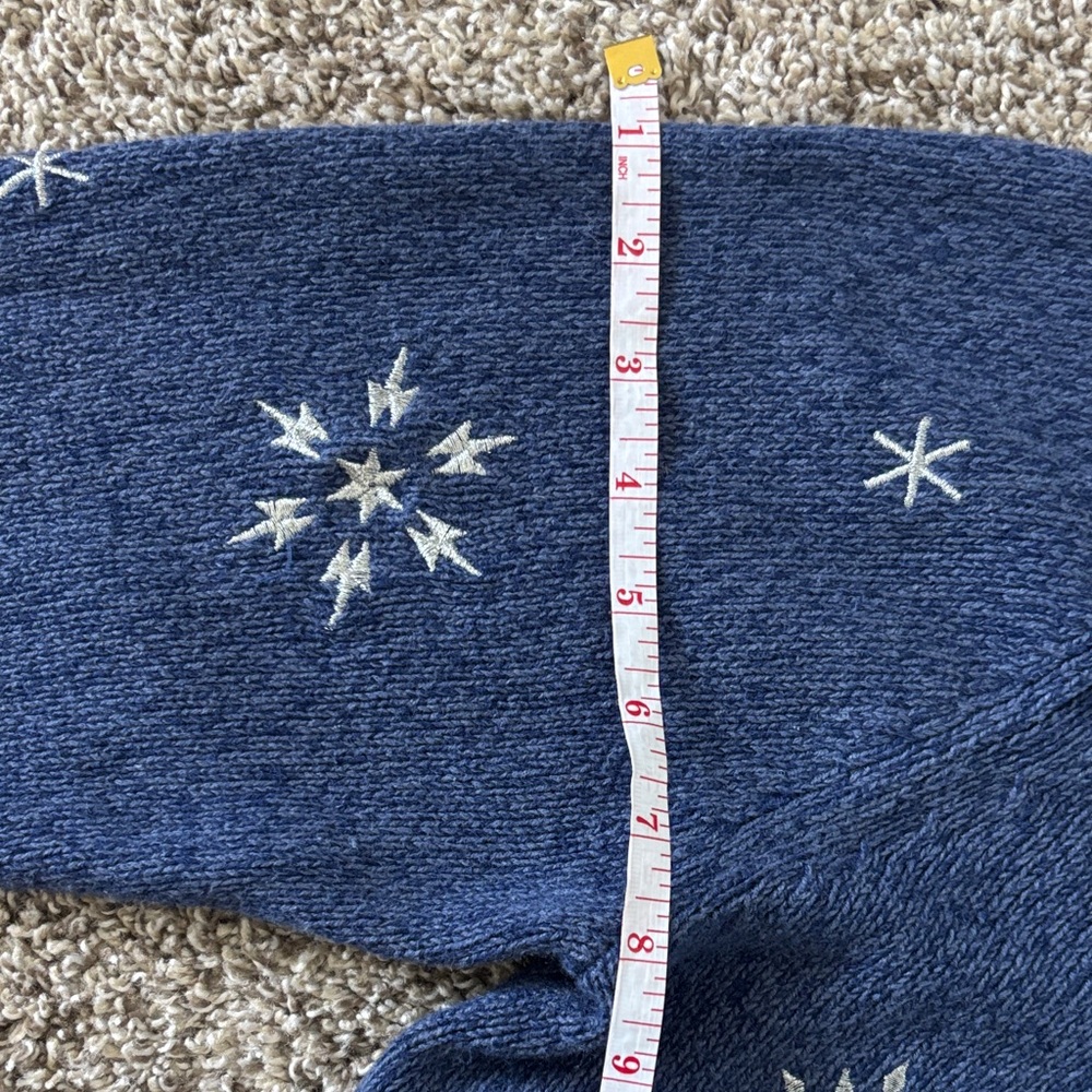 Vintage Women's Funnel neck Blue Snowflake Cardigan Size M Ramie/Cotton blend - Picture 8 of 11